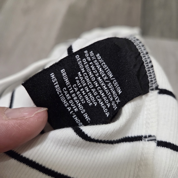 NWT Brunette The Label Black White Striped Ribbed Tube Top Stretchy Minimalist - Picture 7 of 7